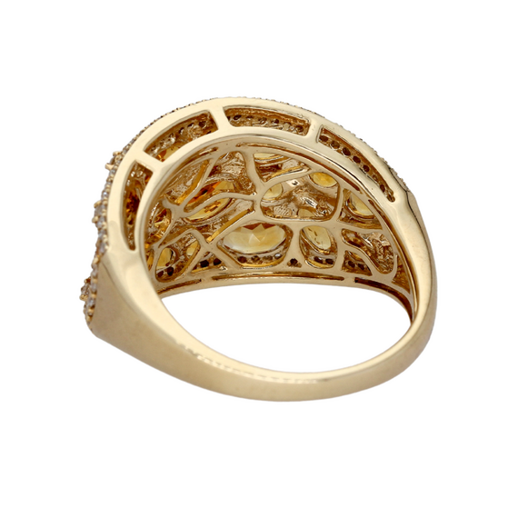 9k Gold Diamond & Citrine Ring