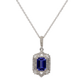 9k White Gold Baguette Diamond Tanzanite Necklace