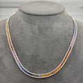 9K White Gold Rainbow Sapphire & Diamond Necklace