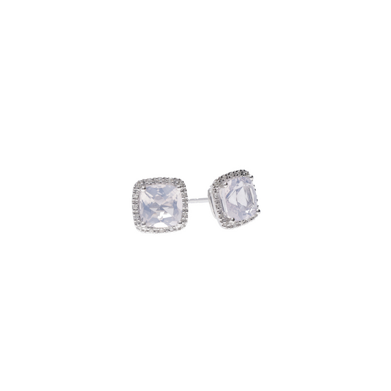 9k White Gold Lavender Topaz & Diamond Earrings