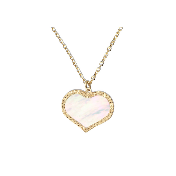 9k Gold Heart Mother of Pearl Necklace