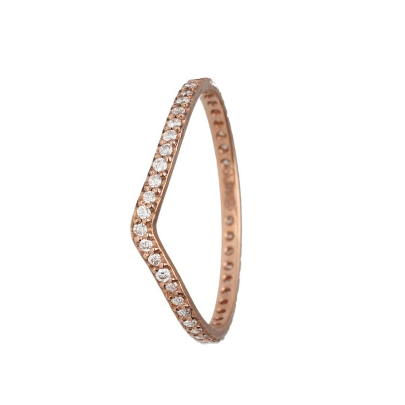 9k Rose Gold Micro Pave Natural Diamond Curved Band