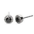 9k White Gold Black Diamond Round Earrings