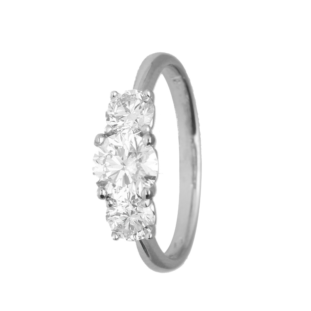 18K Gold Diamond Trilogy with Hearts Cut Out Sides of Ring