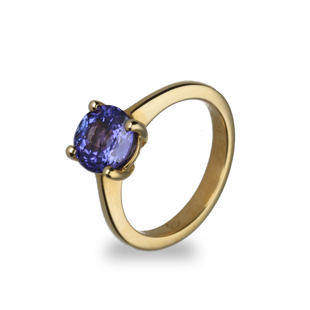 18k Gold 4 Claw Tanzanite Ring 2ct