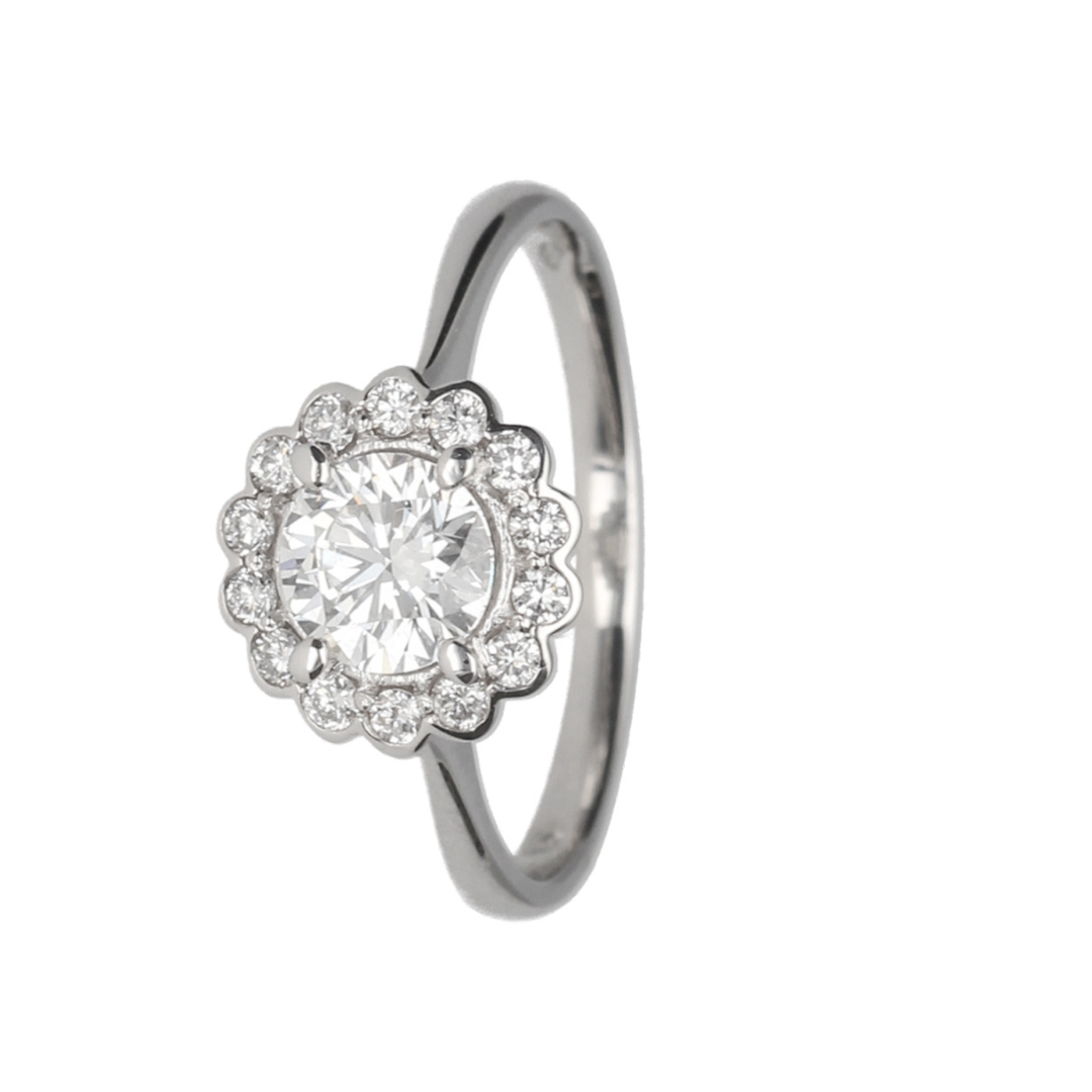 18K Gold Lab Diamond Halo Ring (0.96ct)