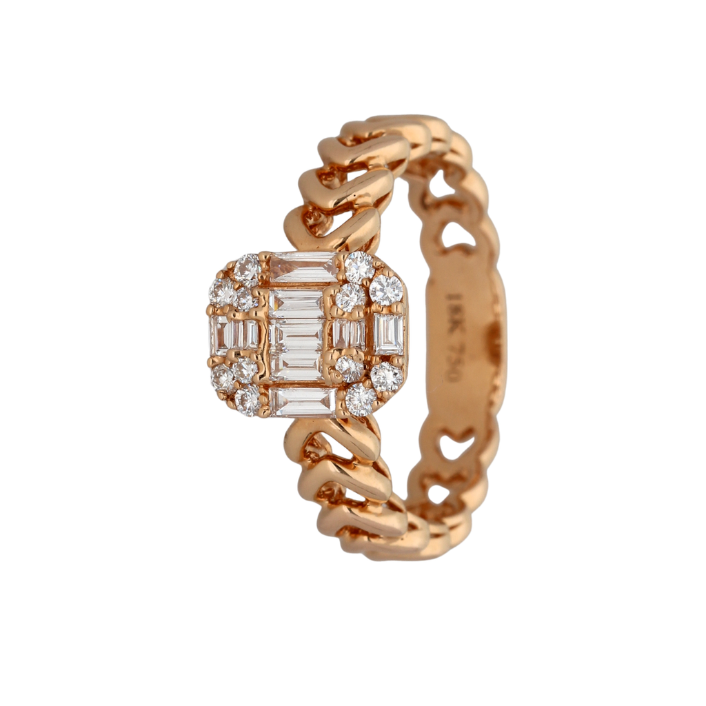 18k Gold Diamond Baguette Engagement Ring