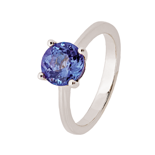 18k White Gold 4 Claw 2ct Round Cut Tanzanite Ring